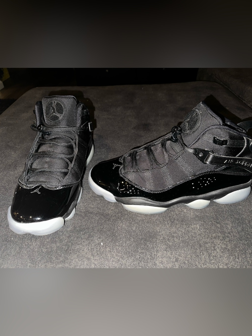 Nike Mens 6 Rings Al Black High-Top Sneakers Jordan Size 10.5